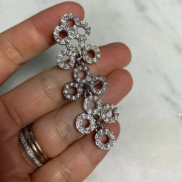 "Circles" Cubic Zirconia Chandelier Earrings - Picture 2 of 5